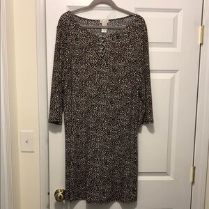 Elegant Black, Tan  and White Patterned Dress
